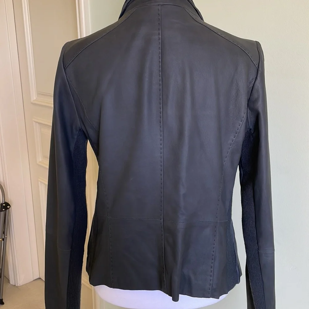 Vince Classic Scuba Goat Leather Jacket Moto Gray Size M - Picture 9 of 12